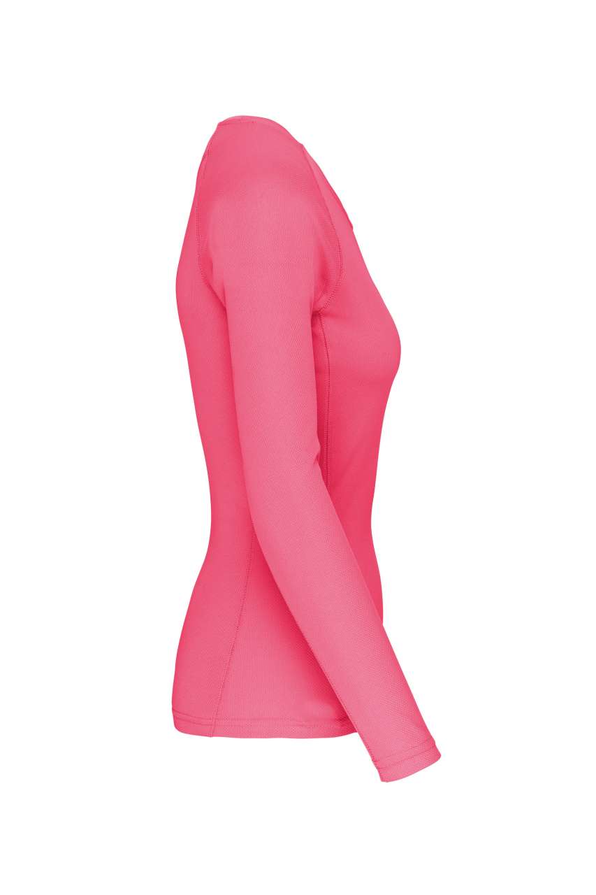 LADIES' LONG-SLEEVED SPORTS T-SHIRT - Fluorescent Pink - Additional
