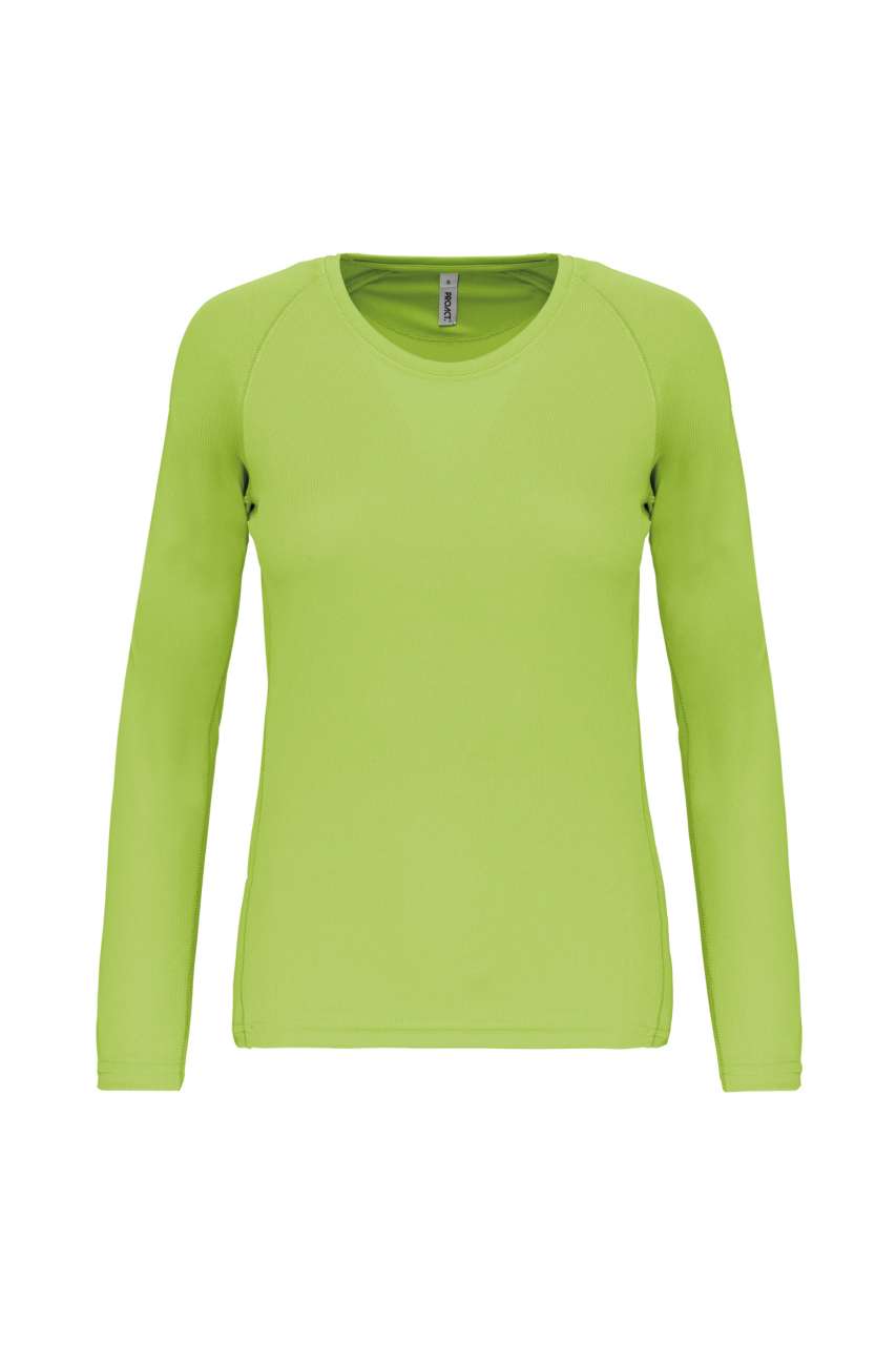 LADIES' LONG-SLEEVED SPORTS T-SHIRT - Lime - Main