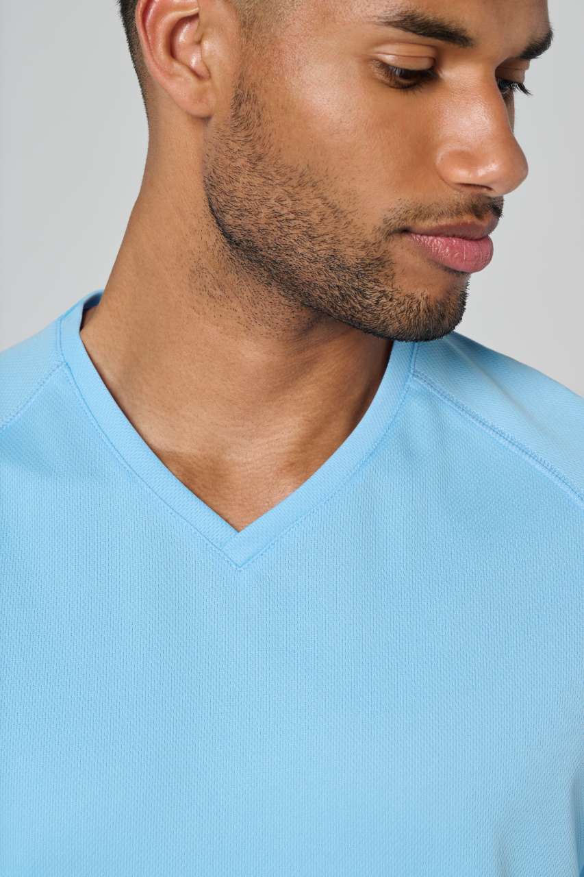MEN’S V-NECK SHORT SLEEVE SPORTS T-SHIRT - Sky Blue - Additional