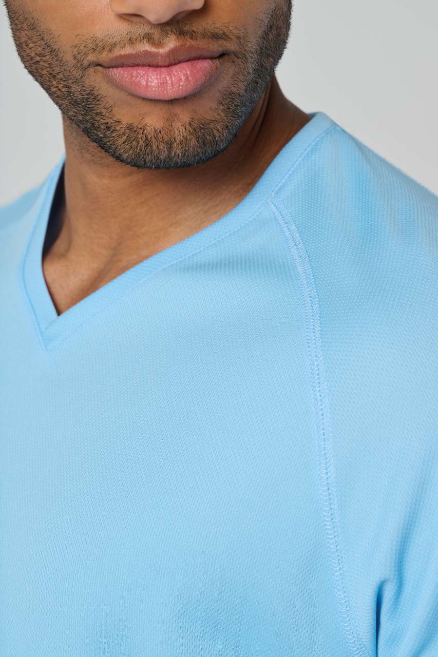 MEN’S V-NECK SHORT SLEEVE SPORTS T-SHIRT - Sky Blue - Additional