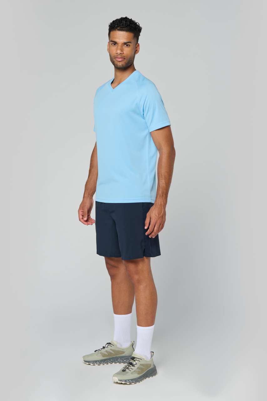 MEN’S V-NECK SHORT SLEEVE SPORTS T-SHIRT - Sky Blue - Additional