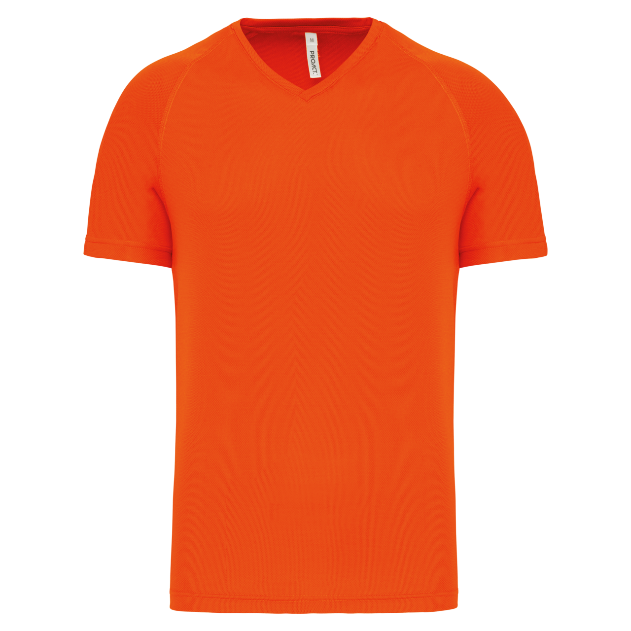 MEN’S V-NECK SHORT SLEEVE SPORTS T-SHIRT - Fluorescent Orange - Main