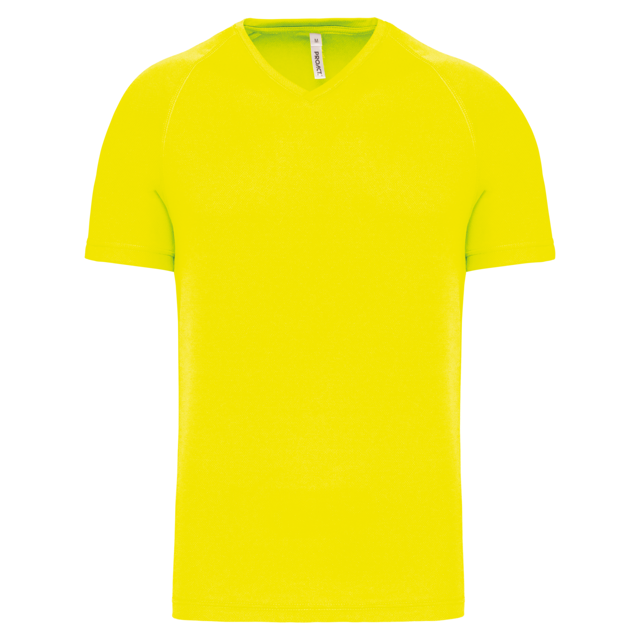 MEN’S V-NECK SHORT SLEEVE SPORTS T-SHIRT - Fluorescent Yellow - Main