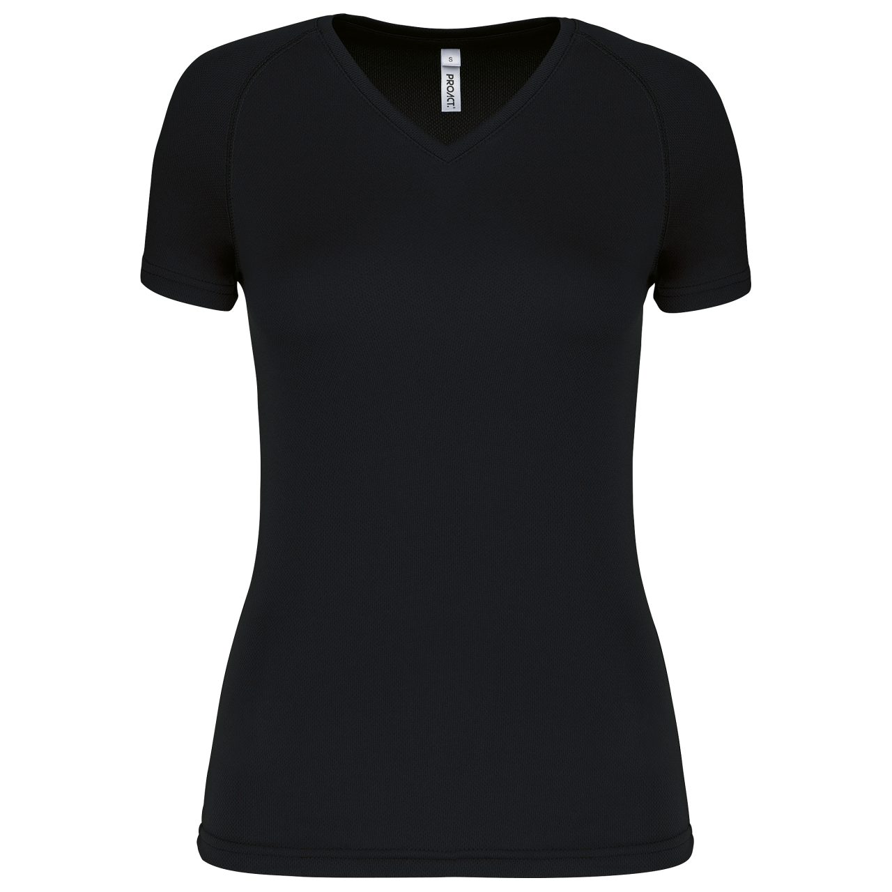 LADIES’ V-NECK SHORT SLEEVE SPORTS T-SHIRT - Black - Main