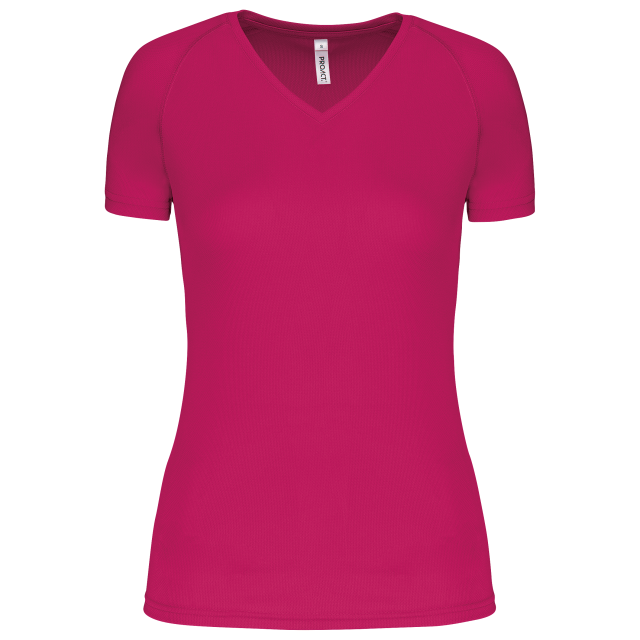 LADIES’ V-NECK SHORT SLEEVE SPORTS T-SHIRT - Fuchsia - Main
