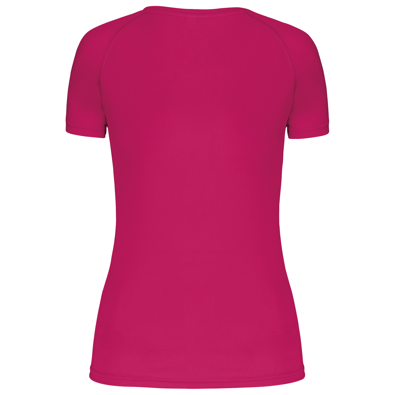 LADIES’ V-NECK SHORT SLEEVE SPORTS T-SHIRT - Fuchsia - Additional