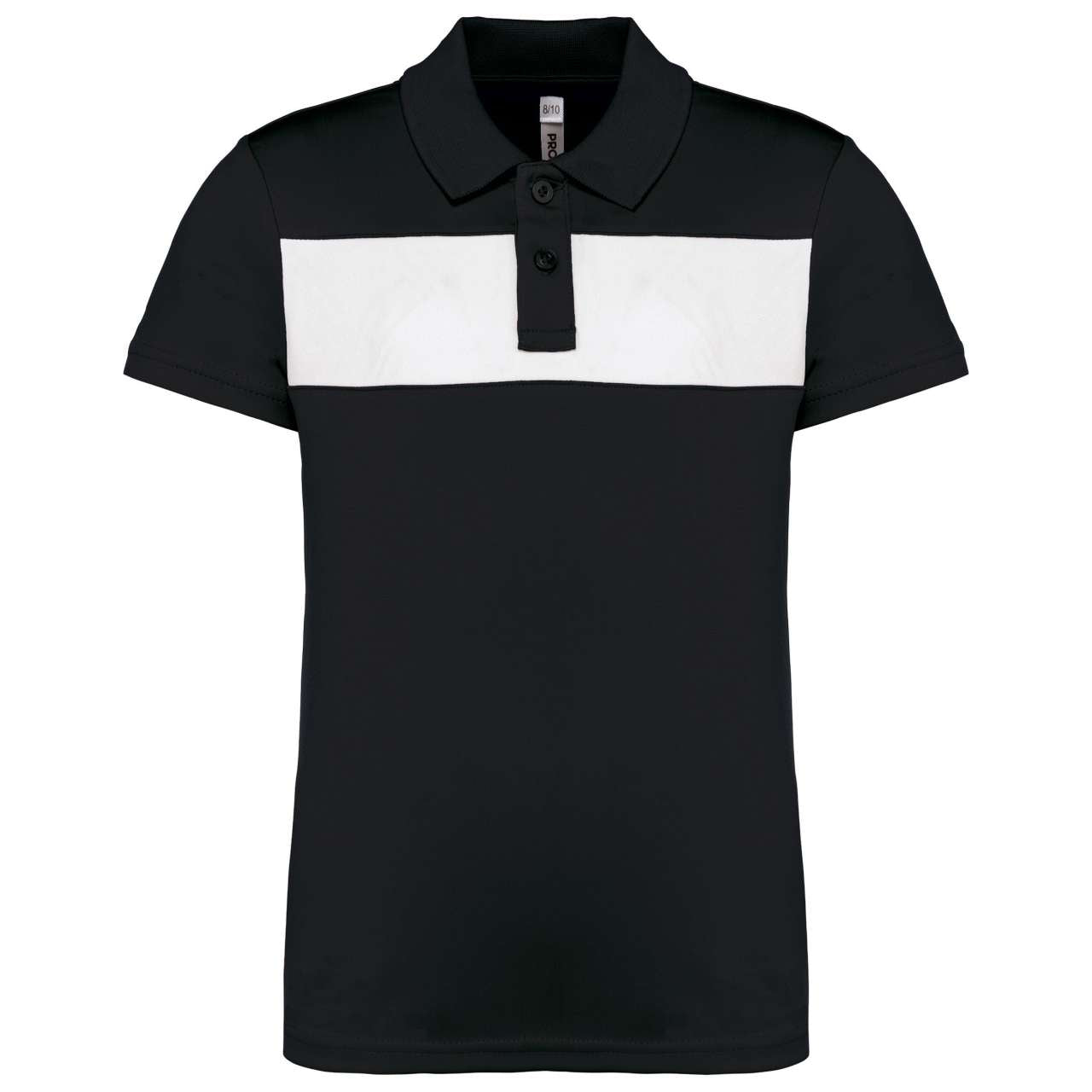 KIDS' SHORT SLEEVE POLO SHIRT - Black/White - colorimageurl