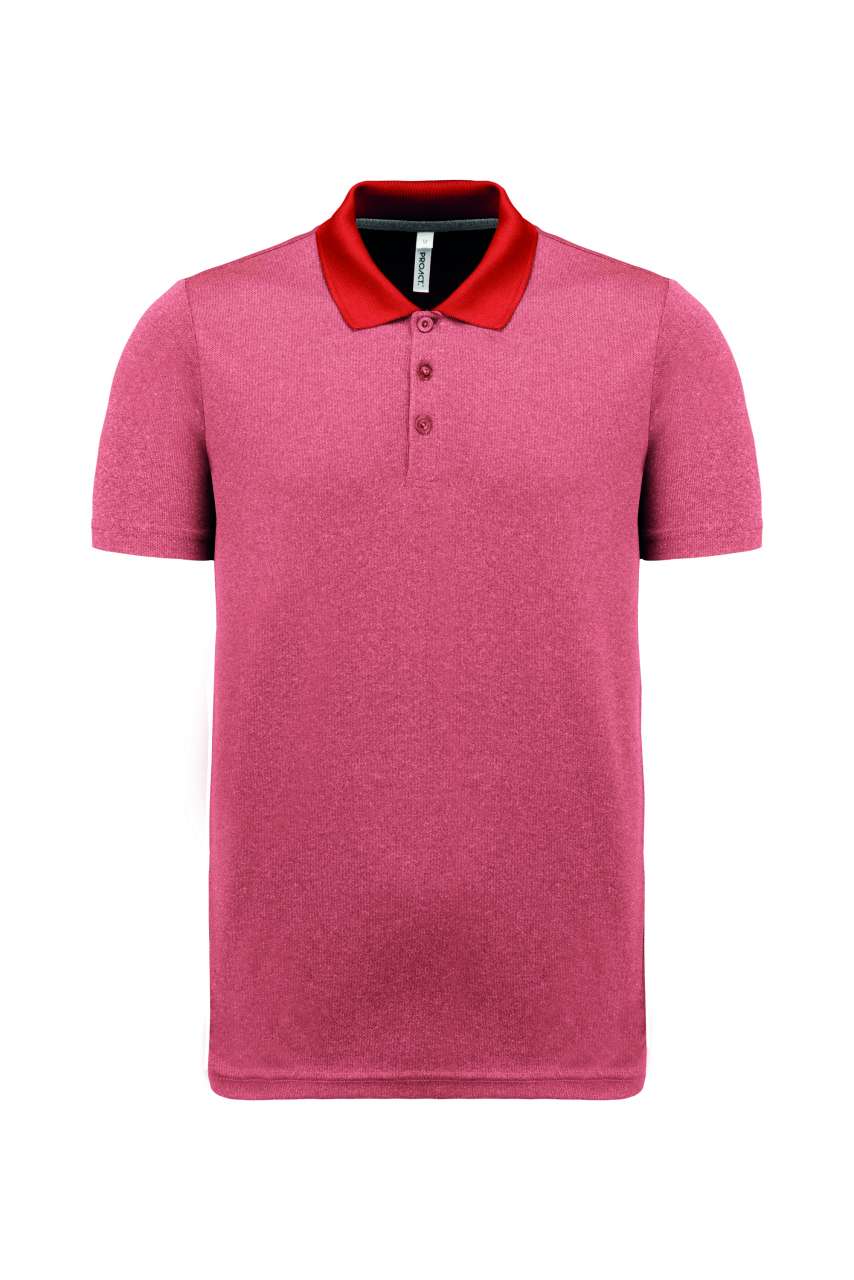 ADULT SHORT-SLEEVED MARL POLO SHIRT - Coral Heather - colorimageurl