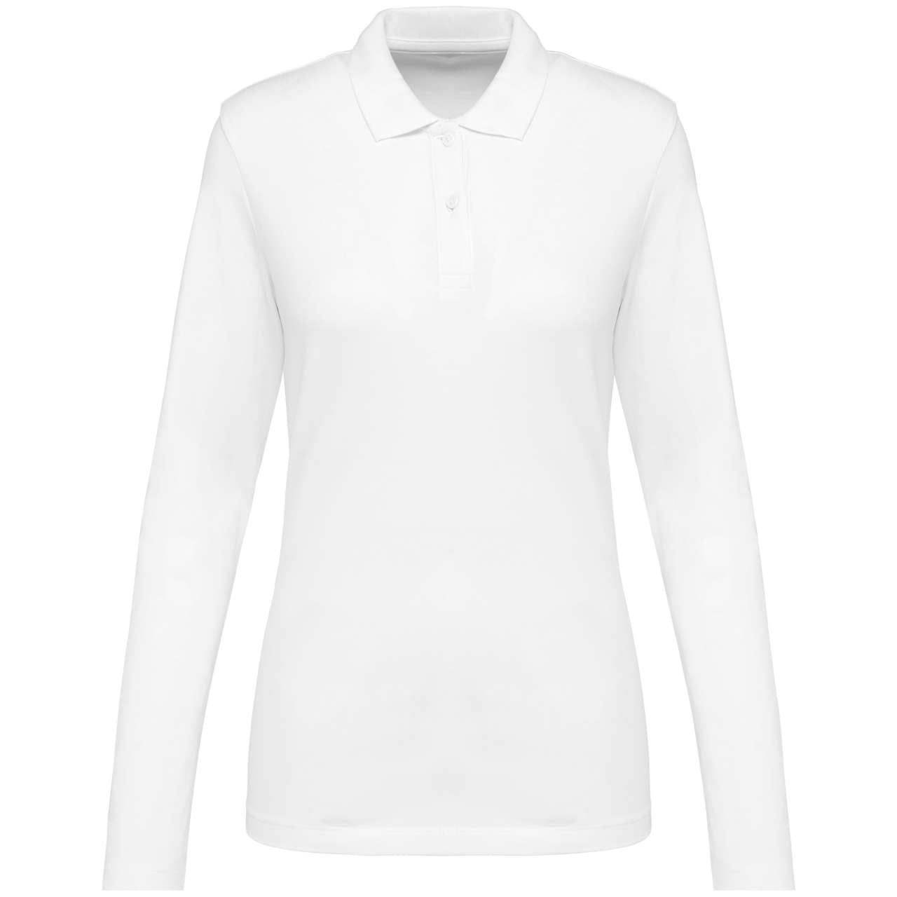 LADIES' LONG-SLEEVED SUPIMA® POLO SHIRT - White - colorimageurl