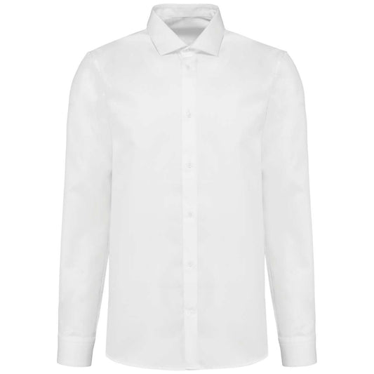 MEN'S LONG-SLEEVED TWILL SHIRT - White - colorimageurl