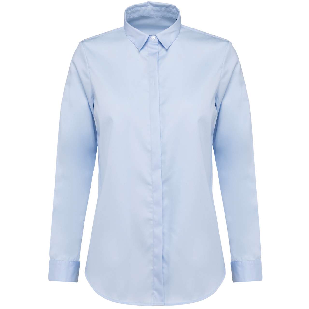 LADIES' LONG-SLEEVED TWILL SHIRT - Essential Light Blue - colorimageurl