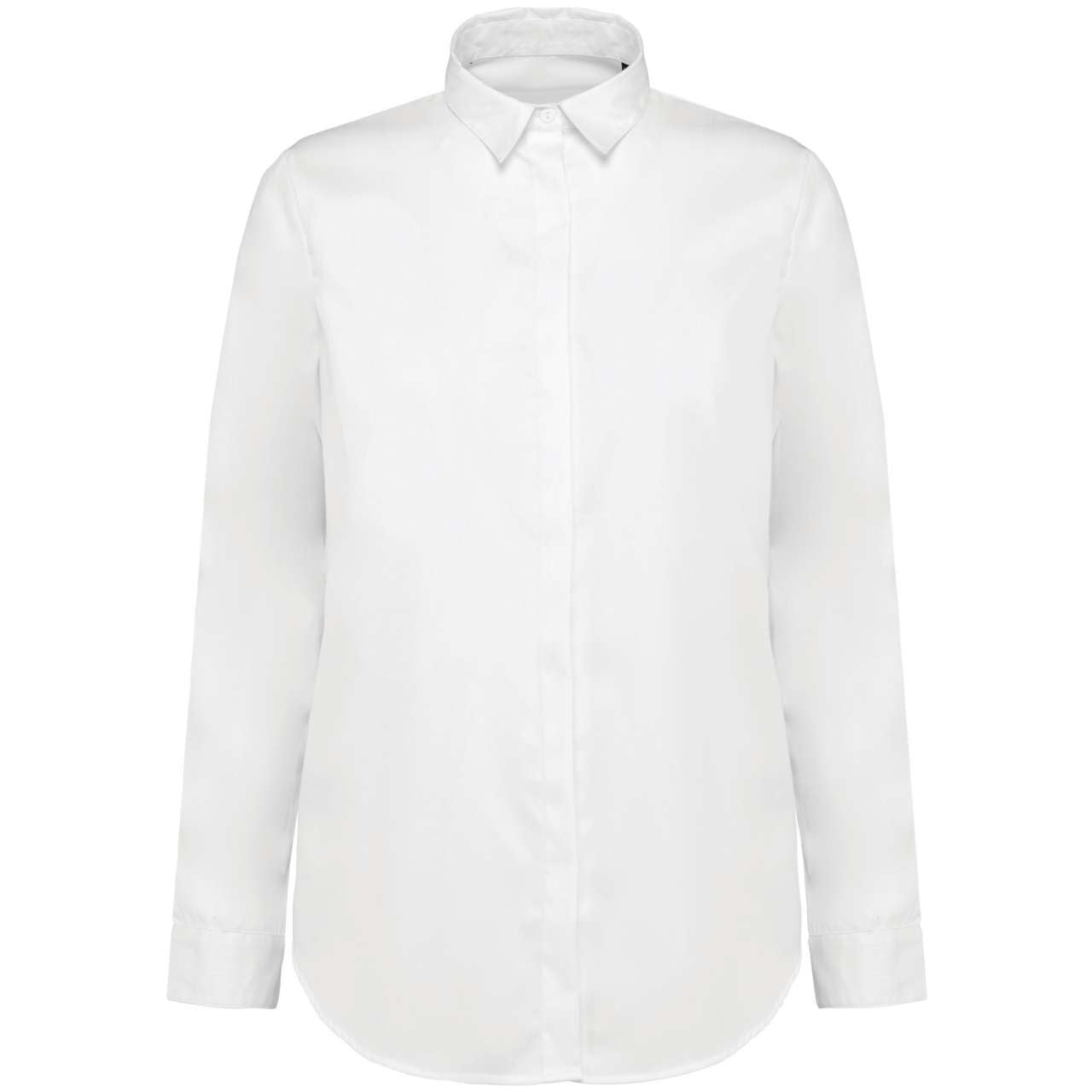 LADIES' LONG-SLEEVED TWILL SHIRT - White - colorimageurl