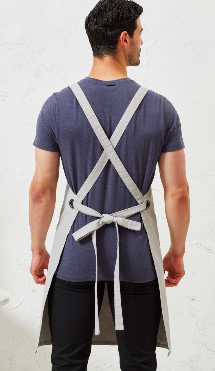 CROSS BACK ’BARISTA’ BIB APRON - Silver - Additional
