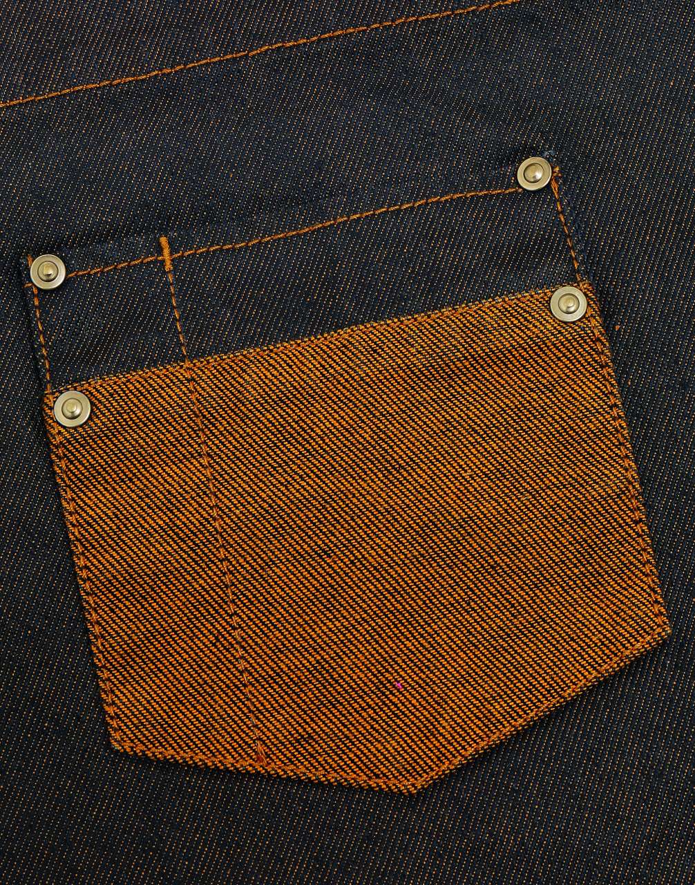 'DIVISION' WAXED LOOK DENIM BIB APRON WITH FAUX LEATHER - Black/Tan Denim - Additional