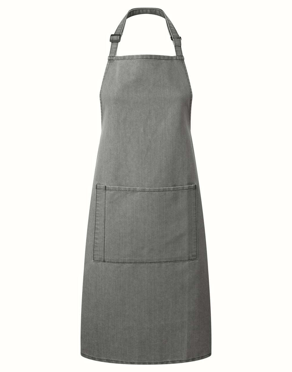 'COLOURS COLLECTION’ BIB APRON WITH POCKET - Grey Denim - Main