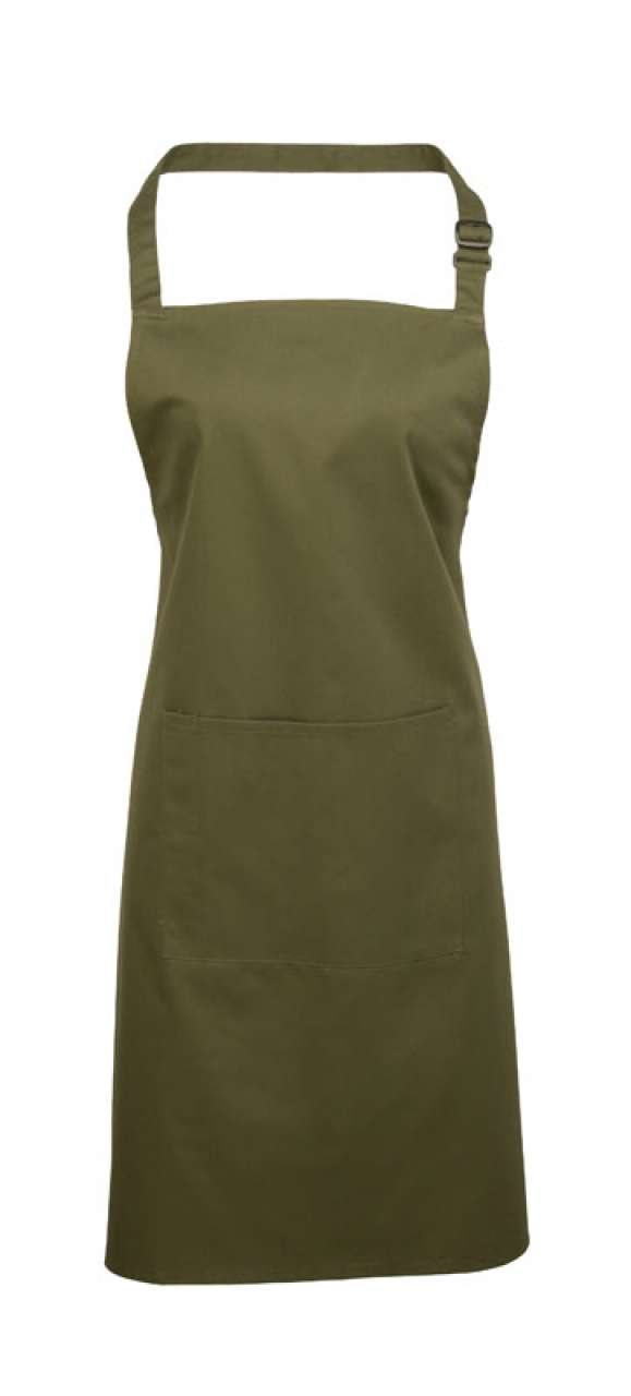 'COLOURS COLLECTION’ BIB APRON WITH POCKET - Olive - Main
