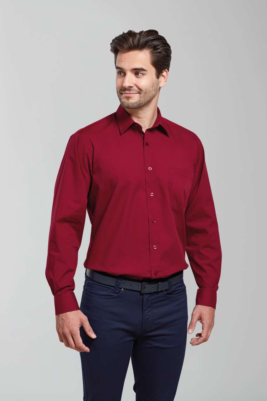 MEN'S LONG SLEEVE POPLIN SHIRT - White - Additional