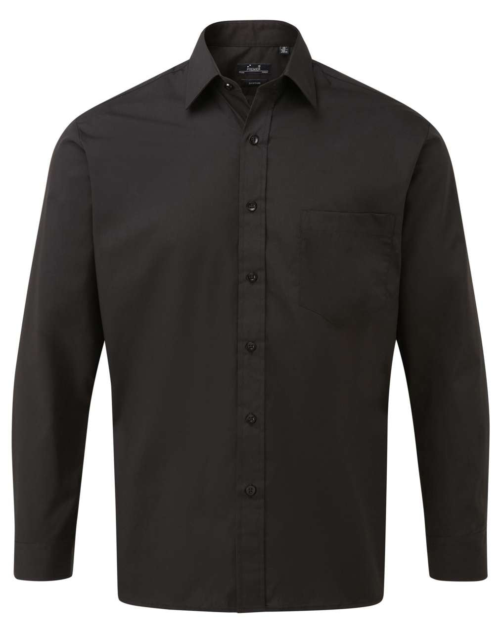 MEN'S LONG SLEEVE POPLIN SHIRT - Black - Main