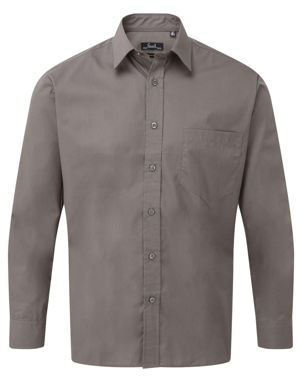 MEN'S LONG SLEEVE POPLIN SHIRT - Dark Grey - Main