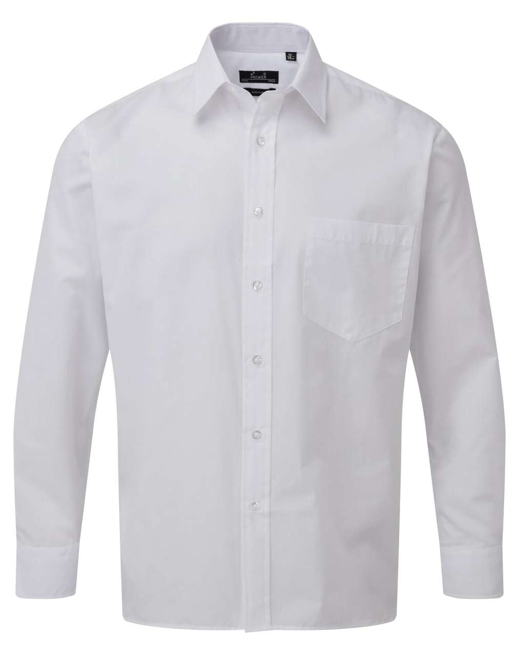MEN'S LONG SLEEVE POPLIN SHIRT - White - Main