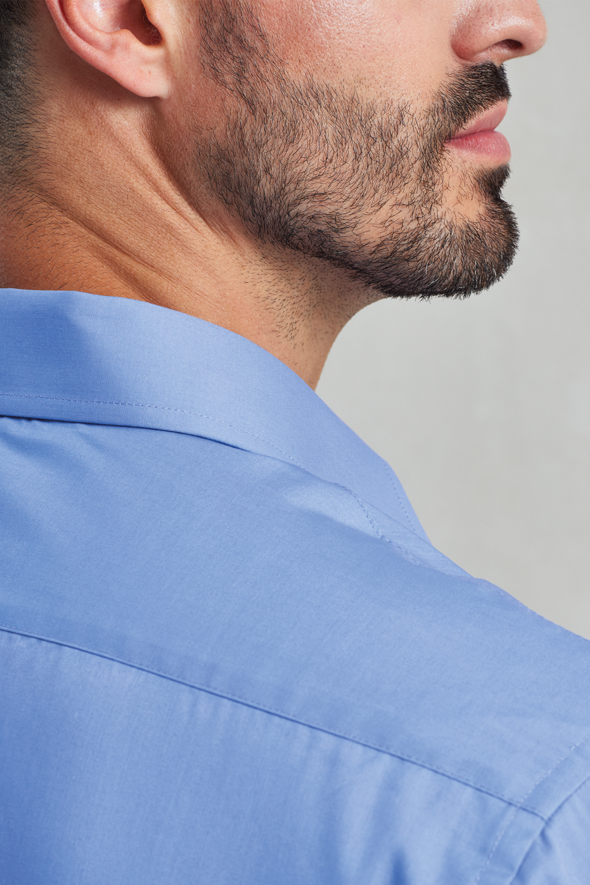 MEN'S SHORT SLEEVE POPLIN SHIRT - Light Blue - Additional