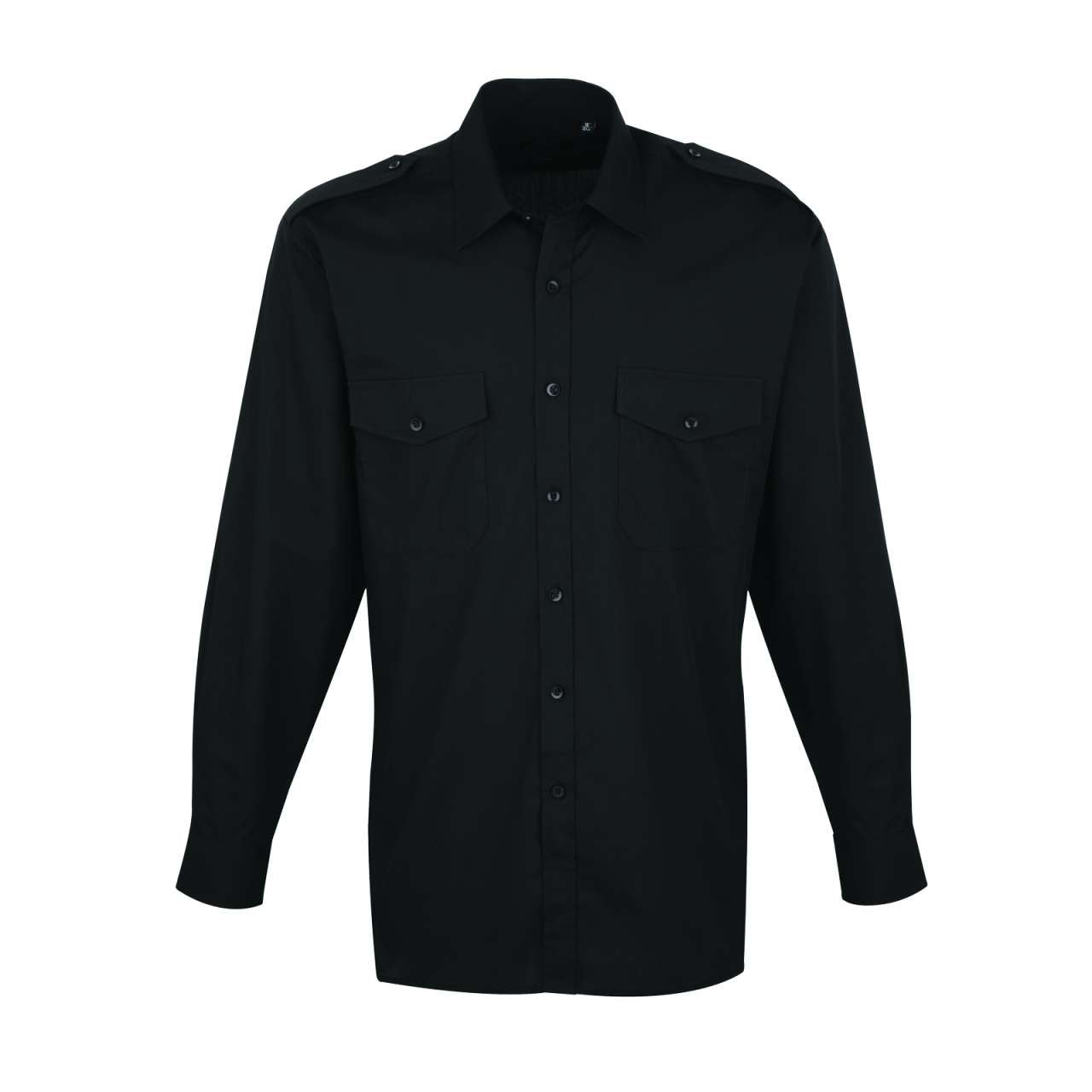 MEN’S LONG SLEEVE PILOT SHIRT - Black - Main