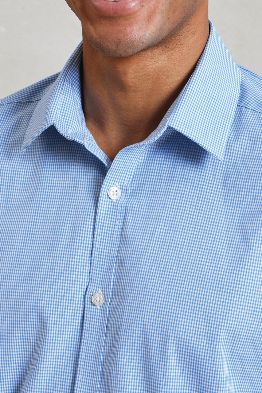 MEN'S LONG SLEEVE GINGHAM COTTON MICROCHECK SHIRT - Red/White - Additional