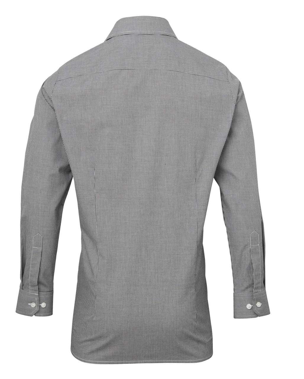 MEN'S LONG SLEEVE GINGHAM COTTON MICROCHECK SHIRT - Black/White - Additional