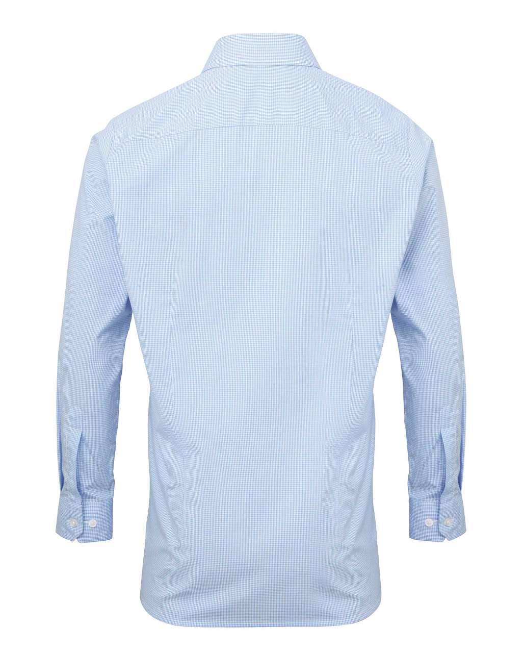 MEN'S LONG SLEEVE GINGHAM COTTON MICROCHECK SHIRT - Light Blue/White - Main