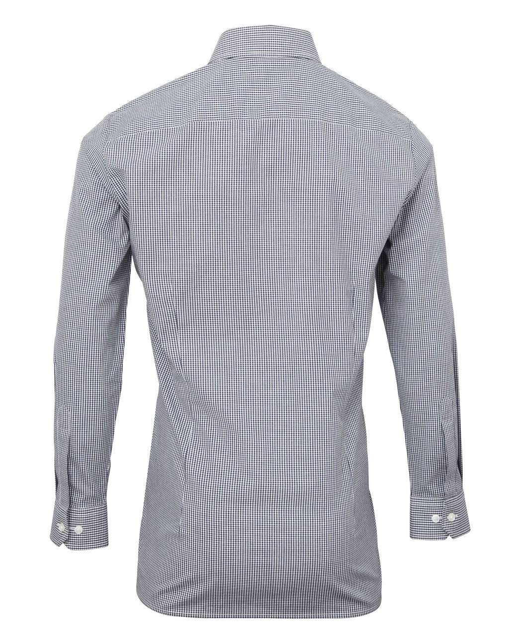 MEN'S LONG SLEEVE GINGHAM COTTON MICROCHECK SHIRT - Navy/White - Additional