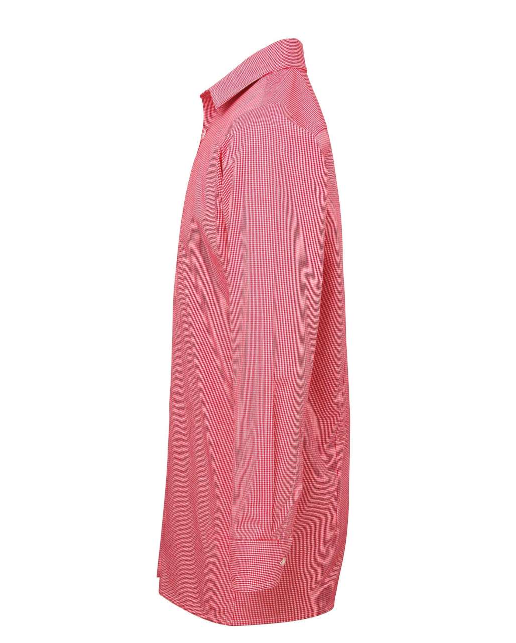 MEN'S LONG SLEEVE GINGHAM COTTON MICROCHECK SHIRT - Red/White - Main