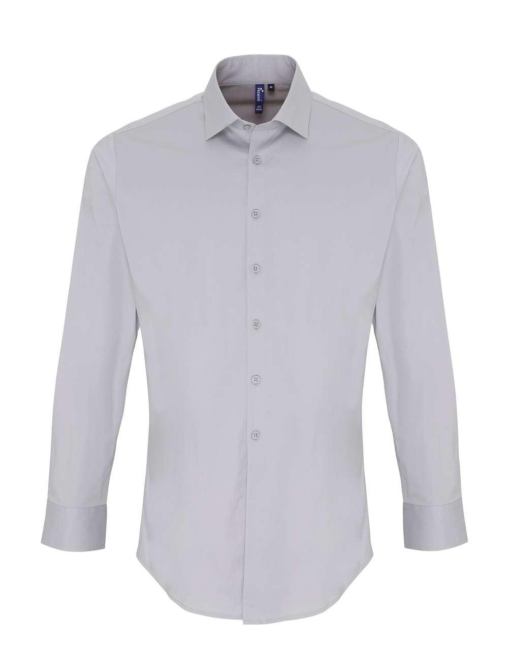 MEN'S STRETCH-FIT COTTON POPLIN LONG SLEEVE SHIRT - Silver - colorimageurl