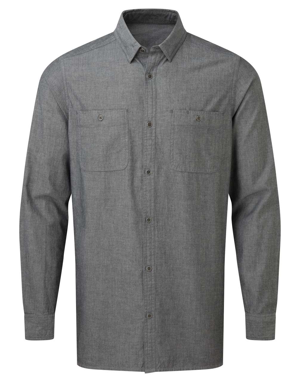 MEN'S ORGANIC CHAMBRAY FAIRTRADE SHIRT - Grey Denim - modelimageurl