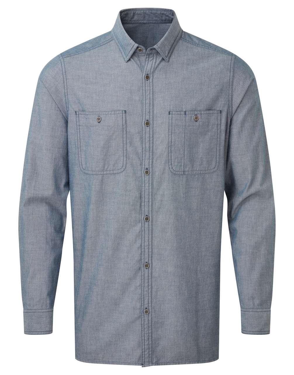 MEN'S ORGANIC CHAMBRAY FAIRTRADE SHIRT - Indigo Denim - colorimageurl