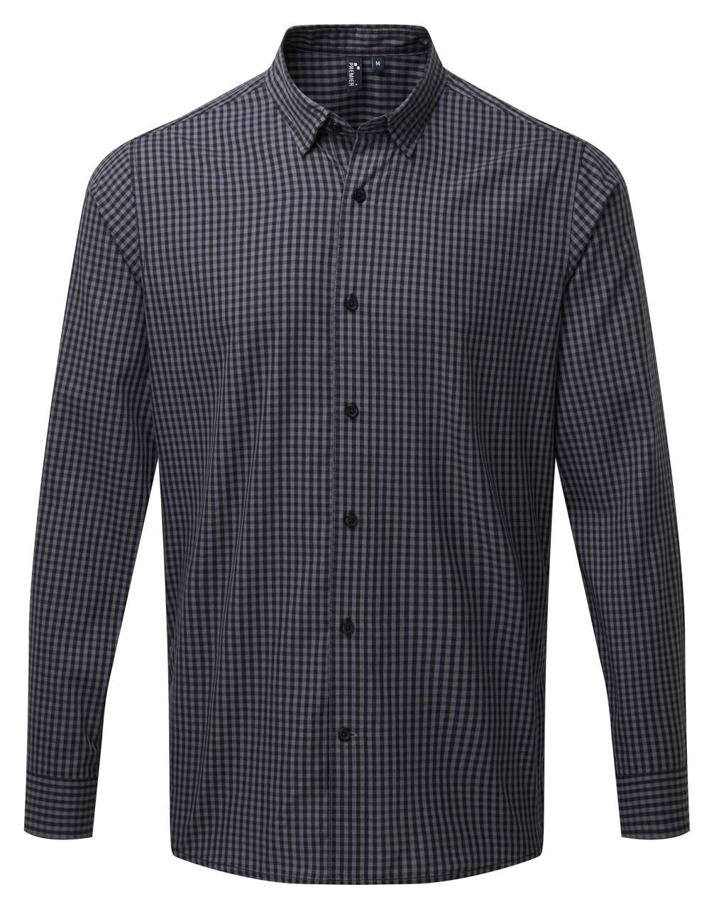 'MAXTON' CHECK MEN'S LONG SLEEVE SHIRT - Steel/Black - colorimageurl