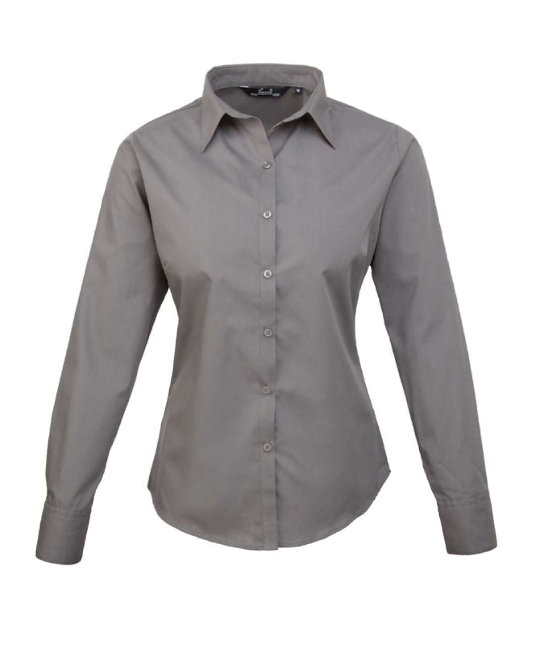WOMEN'S LONG SLEEVE POPLIN BLOUSE - Dark Grey - Main