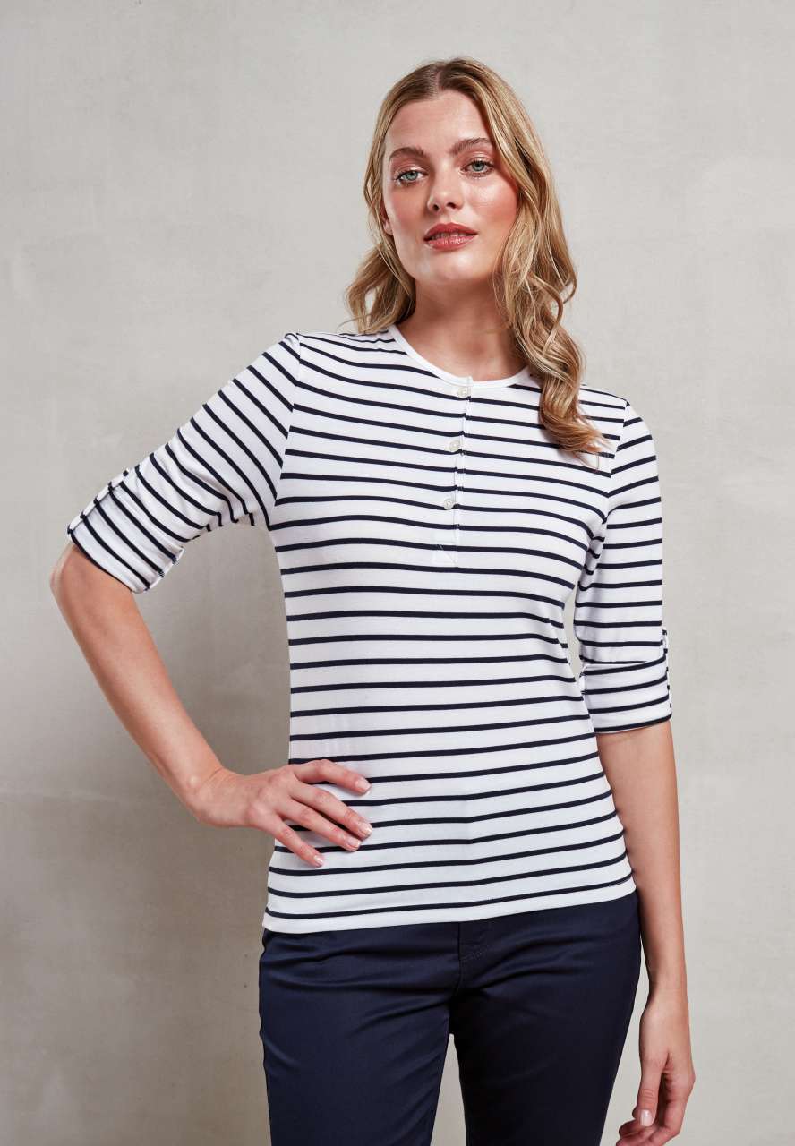 WOMEN'S LONG JOHN ROLL SLEEVE TEE - Black - Model