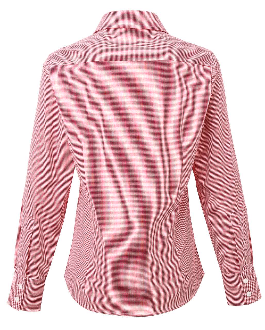 WOMEN'S LONG SLEEVE GINGHAM MICROCHECK SHIRT - Red/White - Additional