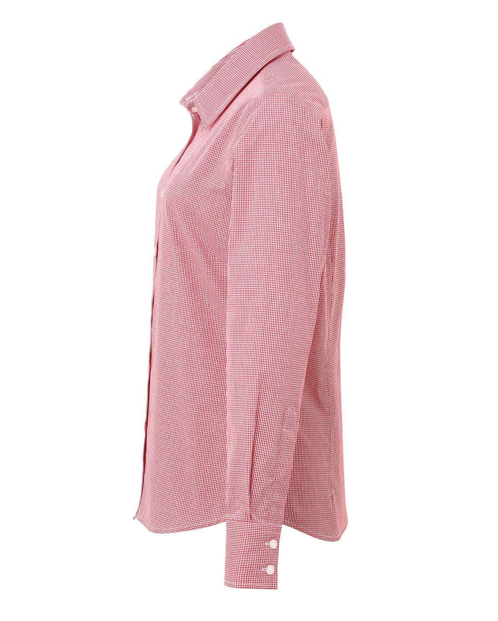 WOMEN'S LONG SLEEVE GINGHAM MICROCHECK SHIRT - Red/White - Additional