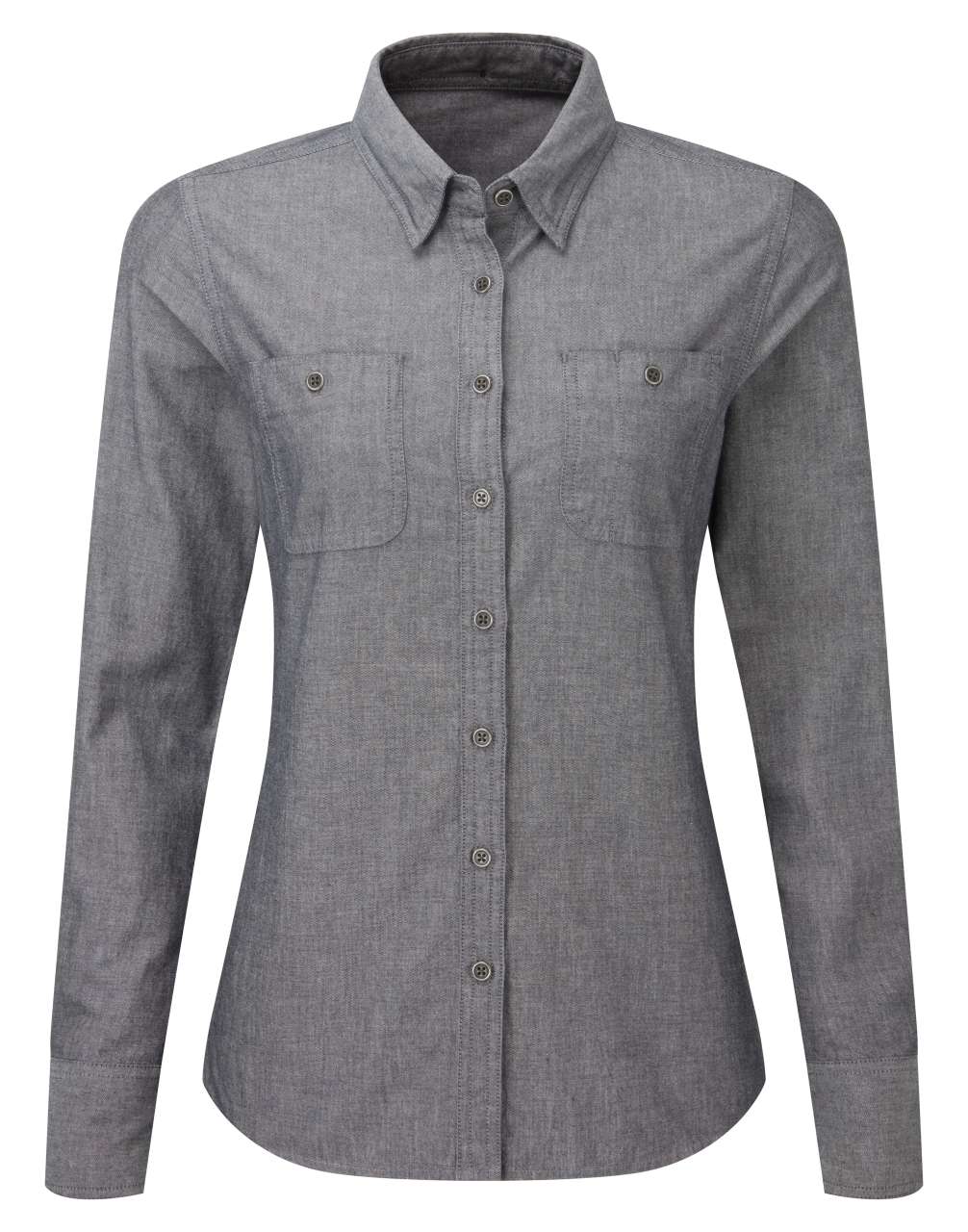 WOMEN'S ORGANIC CHAMBRAY FAIRTRADE SHIRT - Grey Denim - colorimageurl