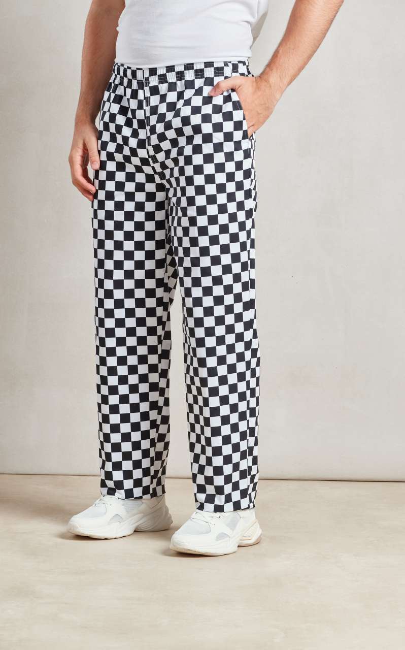 CHEF'S PULL-ON TROUSERS - Black/White Check - Additional