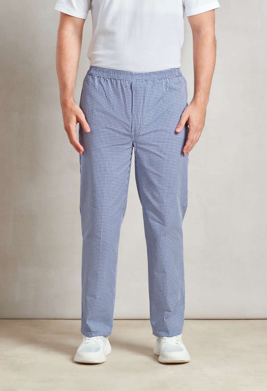 CHEF'S PULL-ON TROUSERS - Navy/White Check - Model