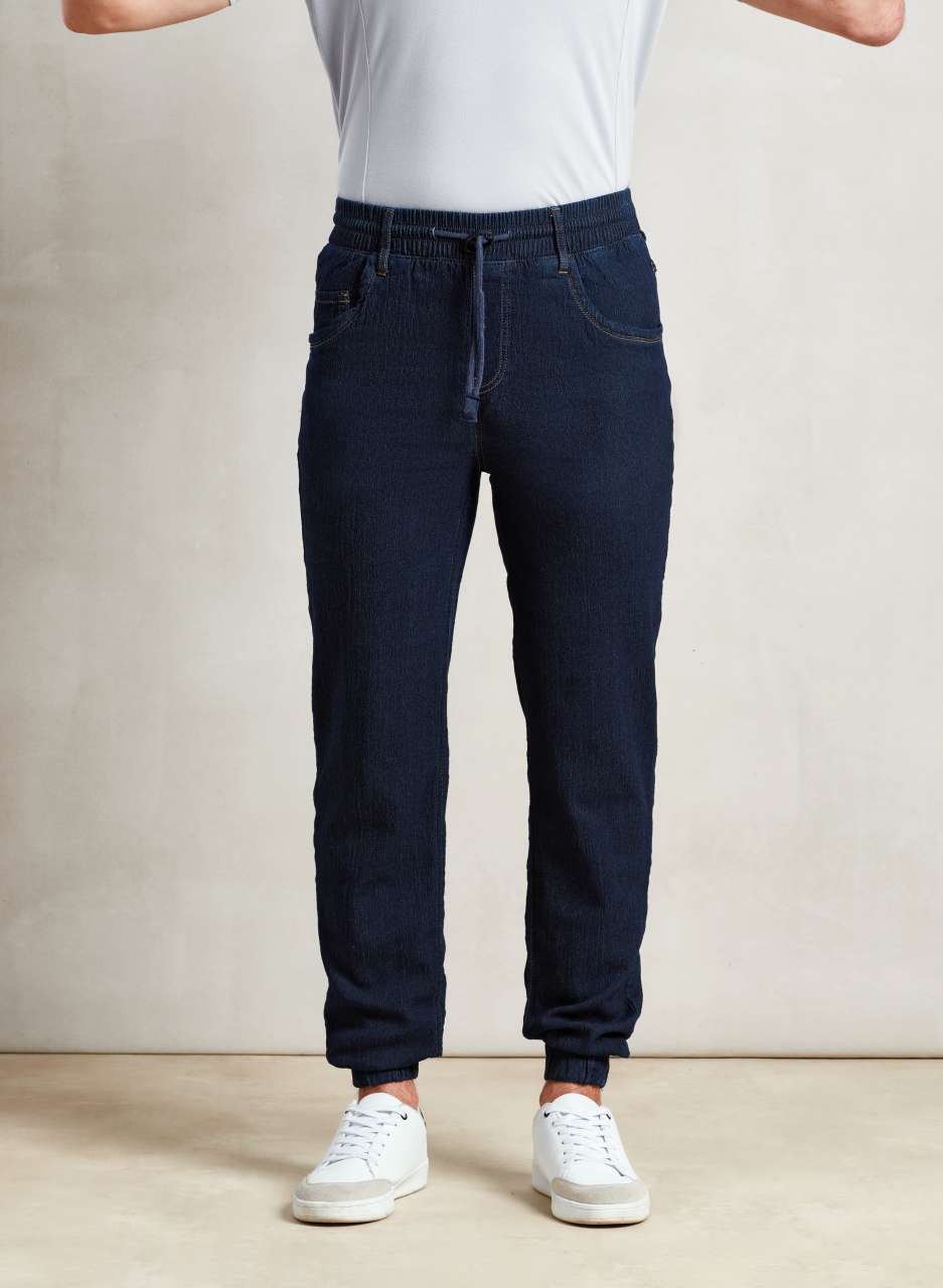 ŠÉFKUCHÁRSKE JOGGINGOVÉ NOHAVICE „ARTISAN“ – Indigo Denim