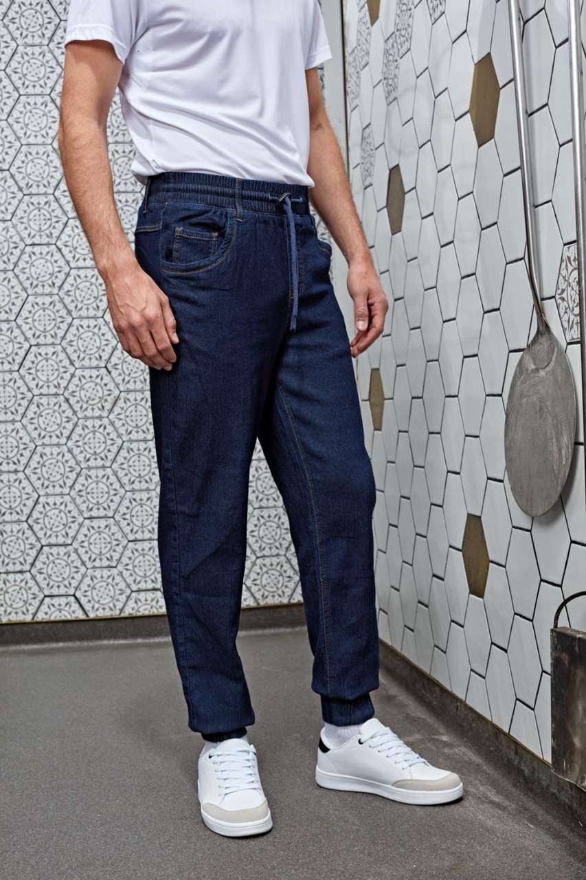 ŠÉFKUCHÁRSKE JOGGINGOVÉ NOHAVICE „ARTISAN“ – Indigo Denim
