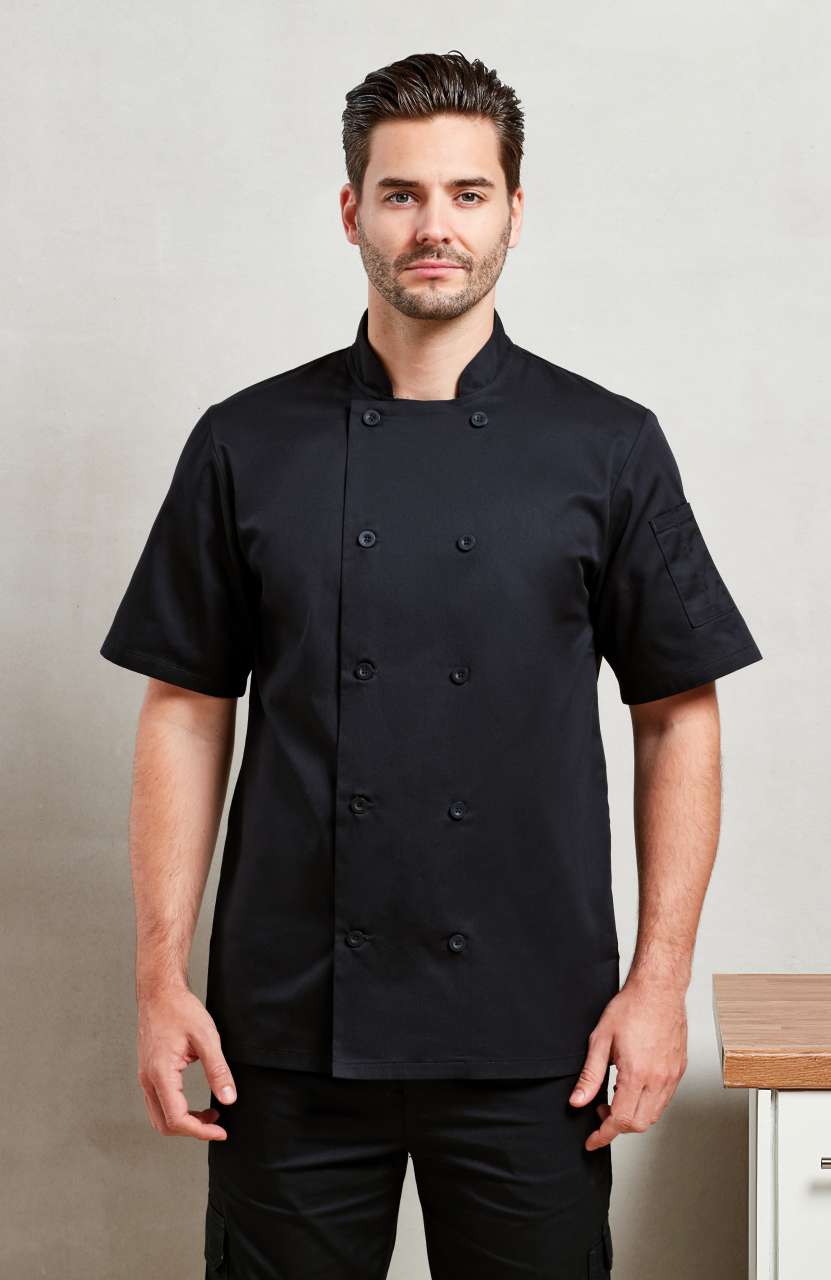 SHORT SLEEVE CHEF'S JACKET - Black - Model