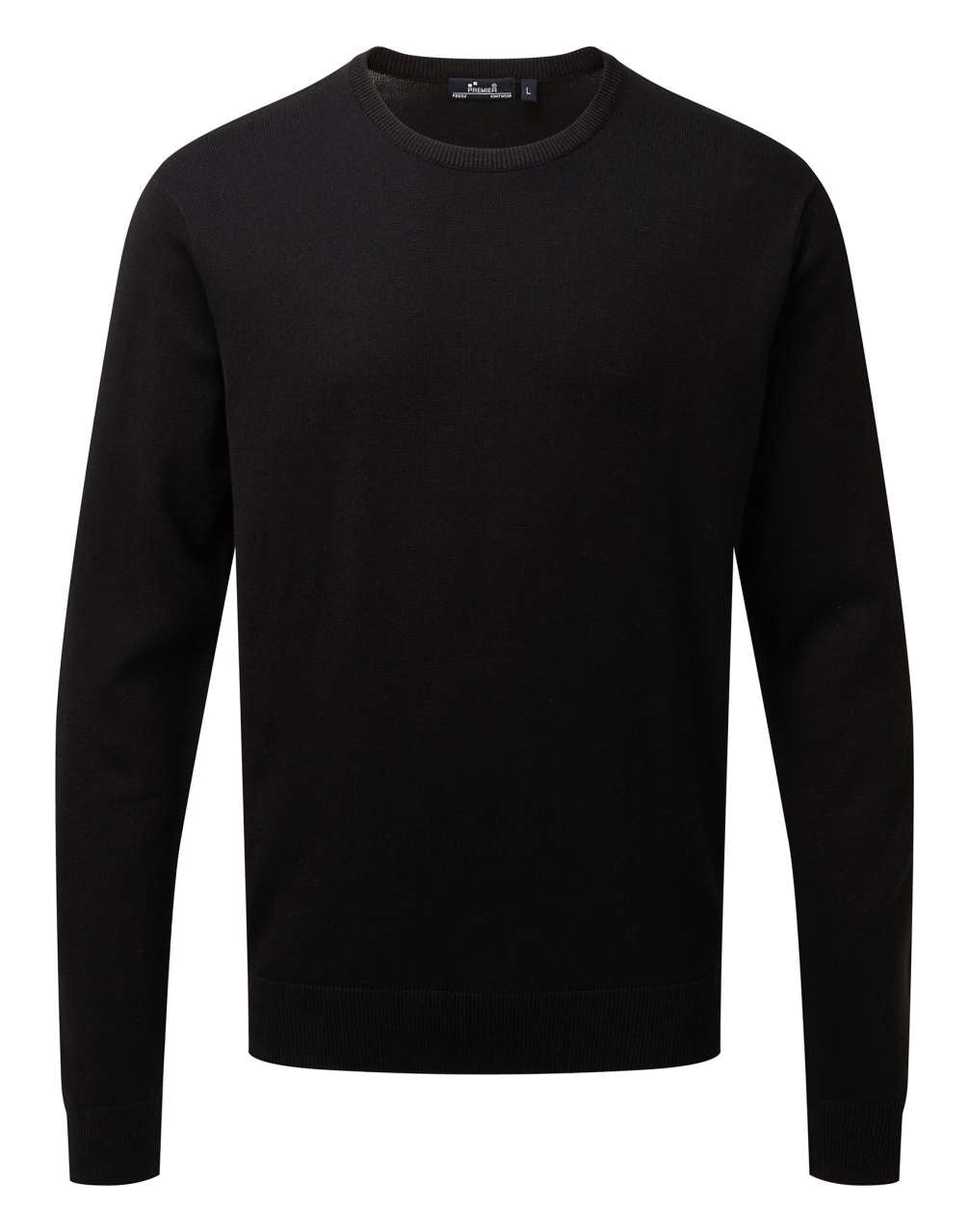 MEN'S CREW NECK COTTON RICH KNITTED SWEATER - Black - colorimageurl