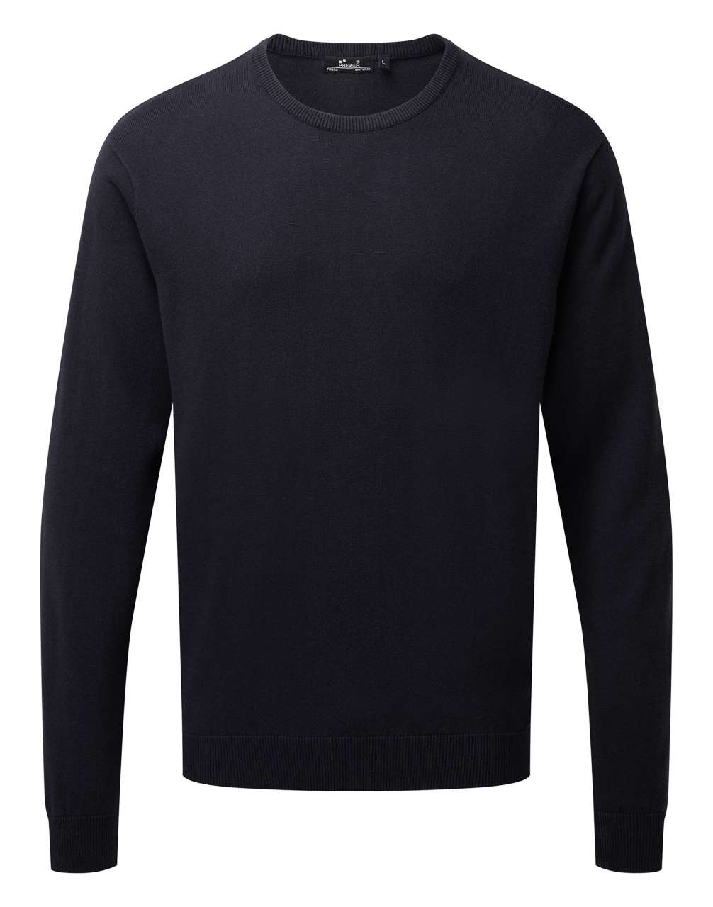 MEN'S CREW NECK COTTON RICH KNITTED SWEATER - Navy - colorimageurl
