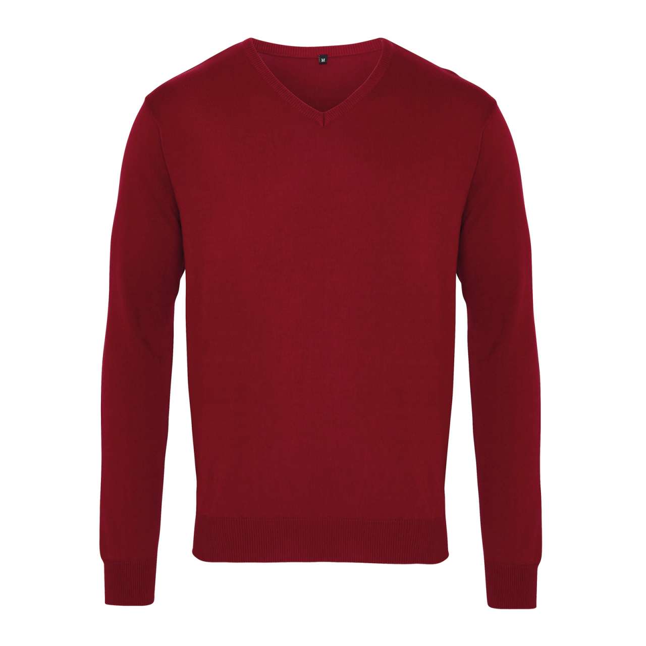 MEN'S KNITTED V-NECK SWEATER - Burgundy - Main