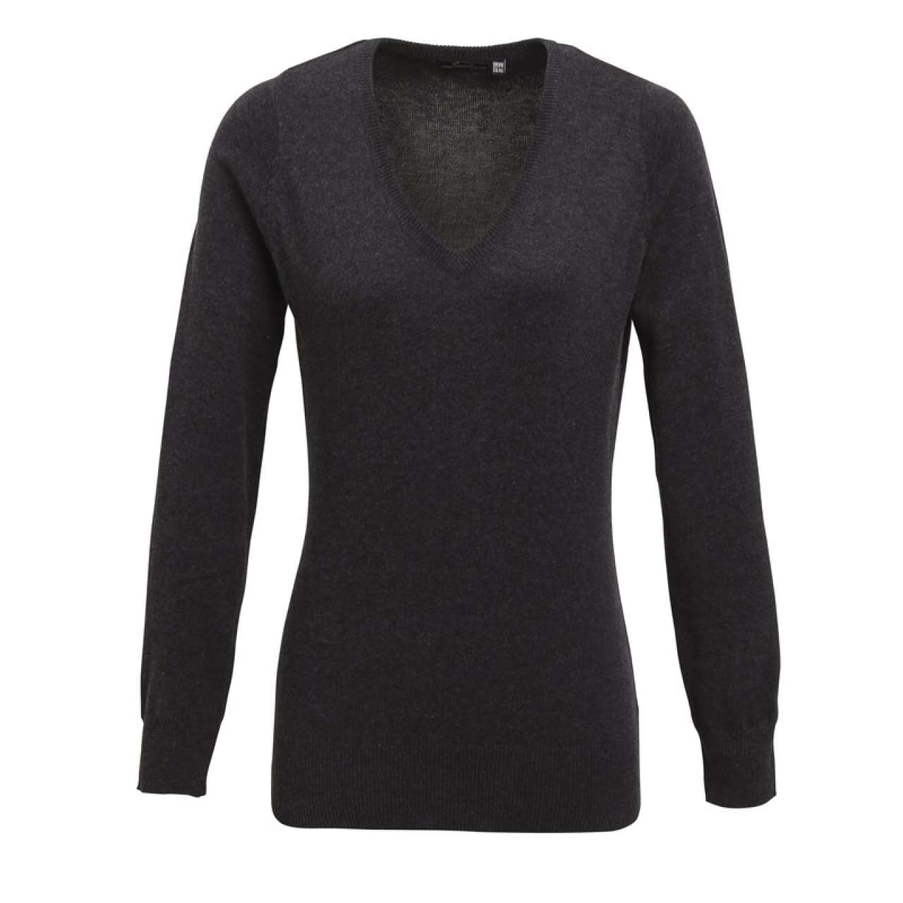 WOMEN'S KNITTED V-NECK SWEATER - Charcoal - Main