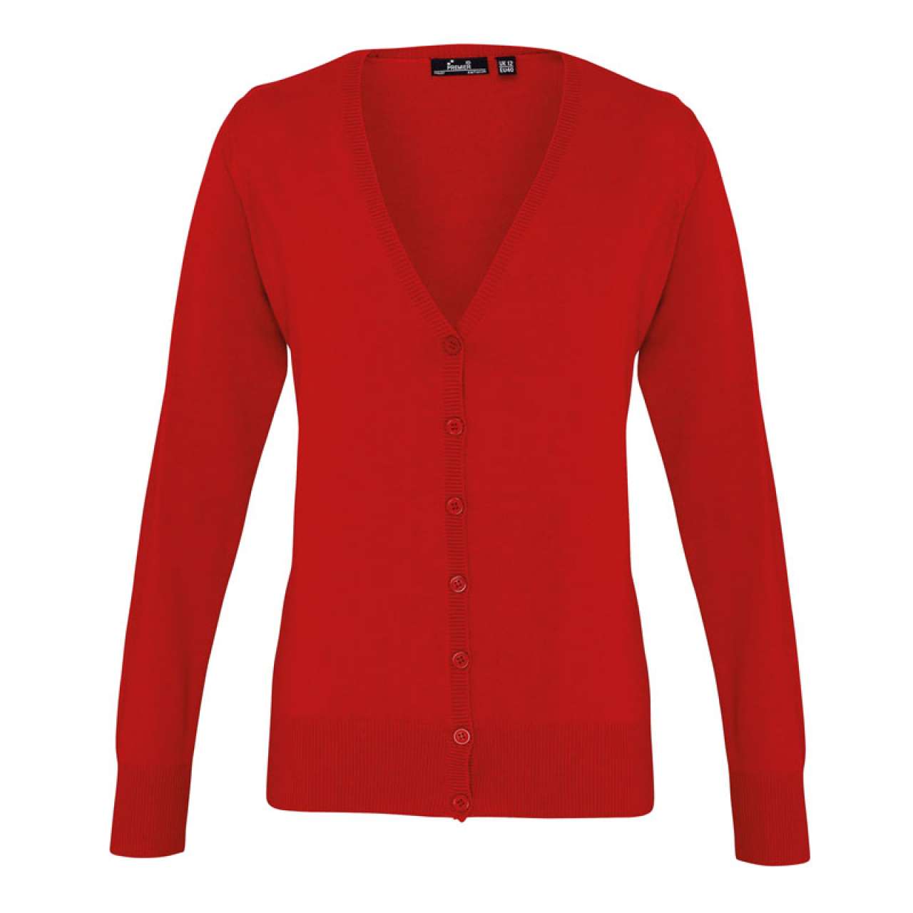 WOMEN'S BUTTON-THROUGH KNITTED CARDIGAN - Red - Main